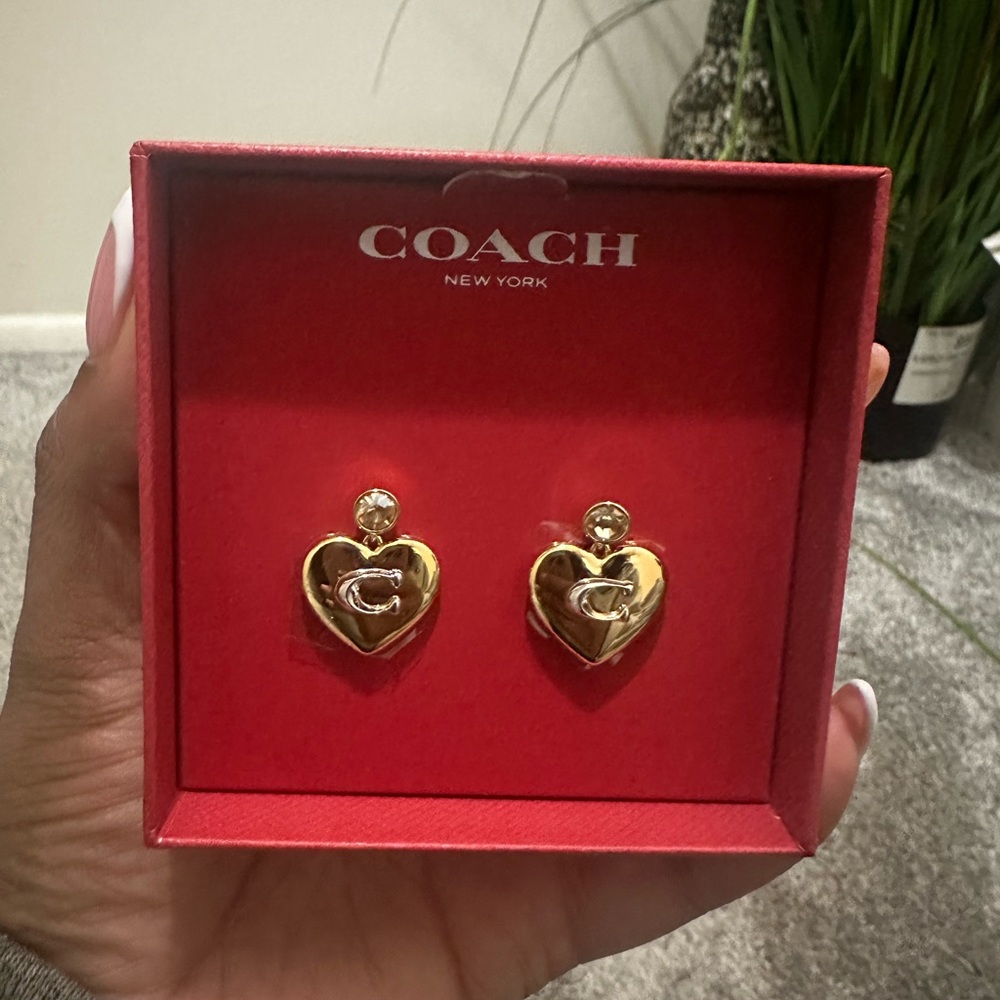 Coach Gold Heart-Shaped Earrings